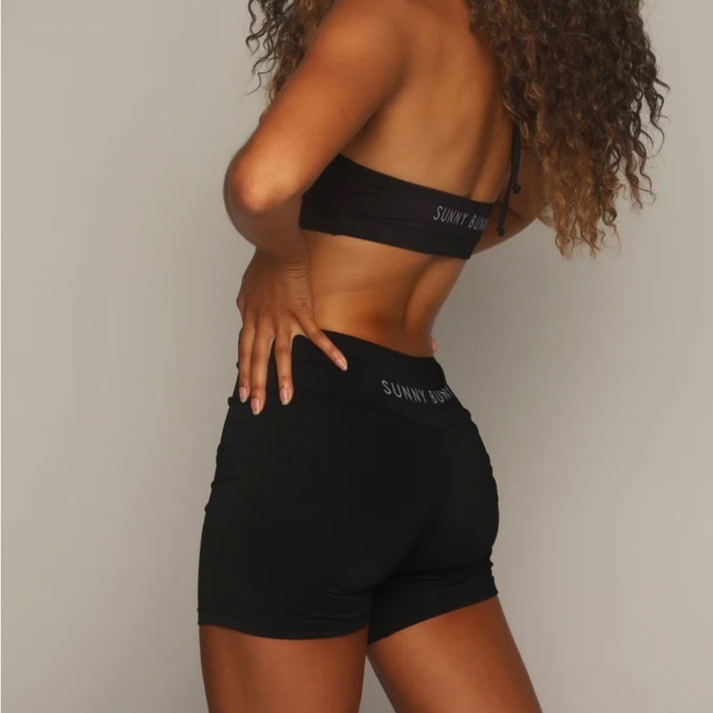 New Womens Sunny Bunny Black Biker Shorts